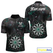 Load image into Gallery viewer, Personalized Turquoise Break Glass Darts Shirt For Men Custom Darts Team Jersey Polo & 1/4 Zip TDM5102