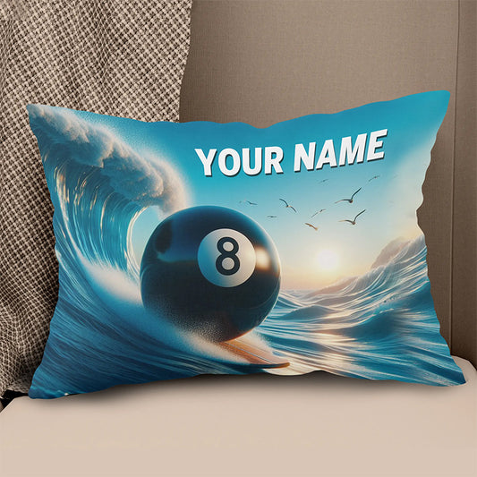 Funny 8 Ball Billiard Surfing Throw Pillow Custom Billiard Gifts Pillows TDM0815