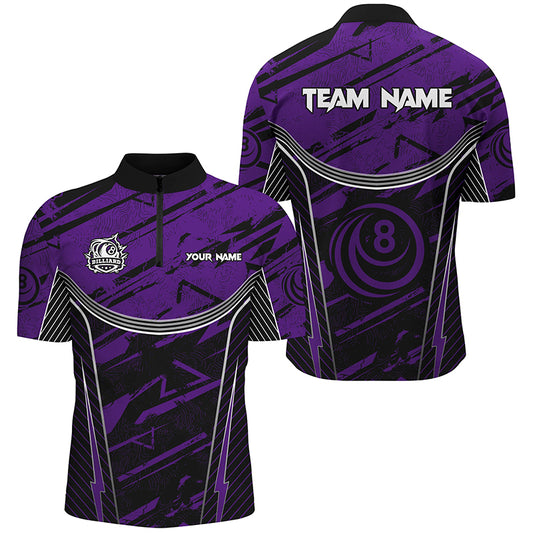 Personalized Purple Grunge Billiard Shirts For Men Custom Billiards Ball 8 Jerseys Team Shirts TDM1929