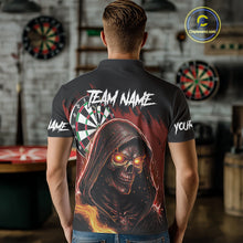 Load image into Gallery viewer, Personalized Red Death Skeleton Fire Dart Shirts For Men Custom Skull Dart Jersey Polo & 1/4 Zip TDM4891