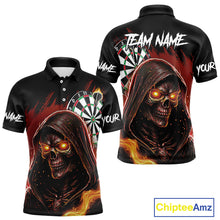 Load image into Gallery viewer, Personalized Red Death Skeleton Fire Dart Shirts For Men Custom Skull Dart Jersey Polo & 1/4 Zip TDM4891