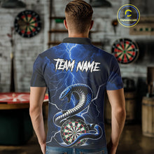 Load image into Gallery viewer, Blue Lightning Thunder Cobra Darts Shirt For Men Custom Darts League Team Jersey Polo & 1/4 Zip TDM4895