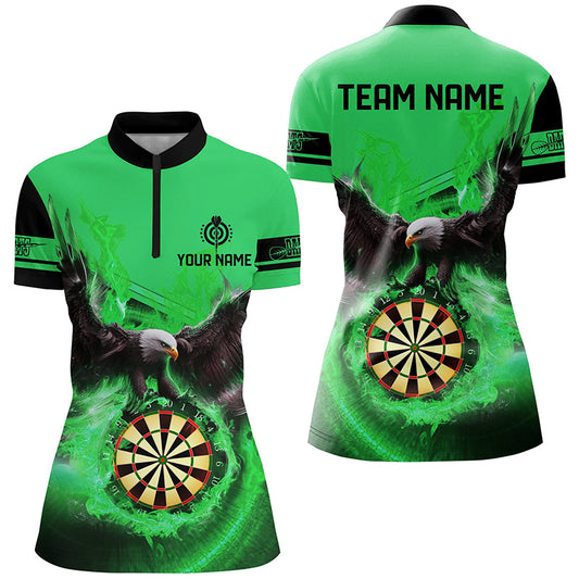 Personalized 3D Eagle Flying On Dart Board Fire Darts Shirts For Women Custom Darts Jerseys |Green TDM2384