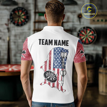 Load image into Gallery viewer, Personalized Grunge American Flag Men's Dart Shirts Custom Patriotic Darts Team Jersey |White TDM4906