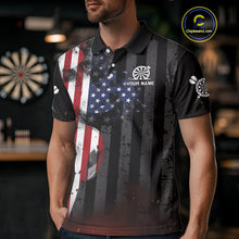 Load image into Gallery viewer, Personalized American Flag Patriotic Darts Shirt For Men Custom Darts Jersey Team Polo & 1/4 Zip TDM4922