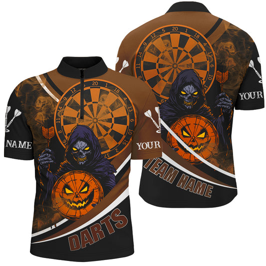 Grim Reaper Funny Dartboard Face Custom Halloween Orange Dart Shirts, Halloween Dart Jersey TDM2664