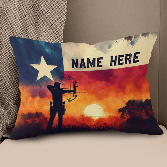 Personalized Texas Flag Archery Pillow, Patriotic Pillow Gift For Archer TDM0864