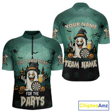Load image into Gallery viewer, Only Just Here For The Darts Custom Halloween Darts Shirt For Men, Funny Ghostly Darts Team Jersey TDM4951