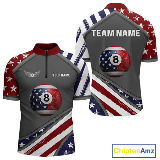 Patrioitc 8 Ball Pool Men Billiard Polo & 1/4-Zip Shirt Personalized Billiard Team Jersey NYN2376