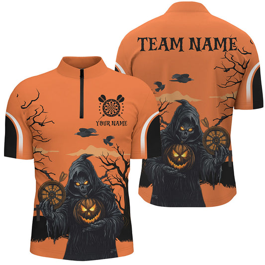 Halloween Spook Night Grim Reaper Custom Darts Shirts For Men, Orange Dart Jerseys TDM2686