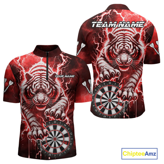 Personalized Thunder Lightning Tiger Dart Shirts For Men Custom 3D Dart League Team Jersey|Red TDM3861