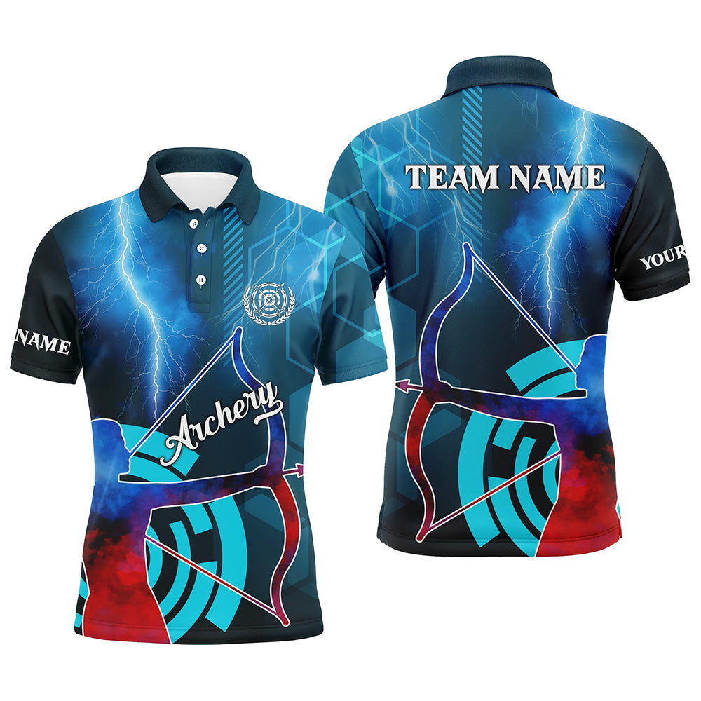 Personalized Archery 3d Thunder Lightning Polo Shirts For Men Custom Archery Jersey Design For Team TDM0539