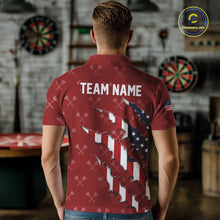 Load image into Gallery viewer, Personalized American Flag Red Dart Pattern Polo & Quarter Zip For Men, Patriotic Darts Jersey TDM4997