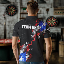 Load image into Gallery viewer, Customized Grunge Puerto Rico Flag Smoke Darts Polo & 1/4 Zip, Patriotic Darts Jerseys For Men TDM2497