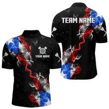 Load image into Gallery viewer, Customized Grunge Puerto Rico Flag Smoke Darts Polo & 1/4 Zip, Patriotic Darts Jerseys For Men TDM2497