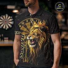 Load image into Gallery viewer, Black And Golden Funny Lion Crown Darts Shirt For Men Custom Darts League Jersey Polo & 1/4 Zip TDM5000