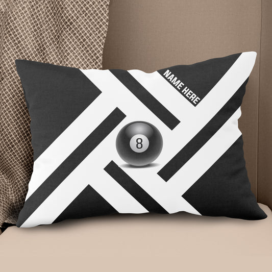 Custom Black White 8 Ball Pool Pillow, Best Personalized 8 Ball Pillows TDM0902