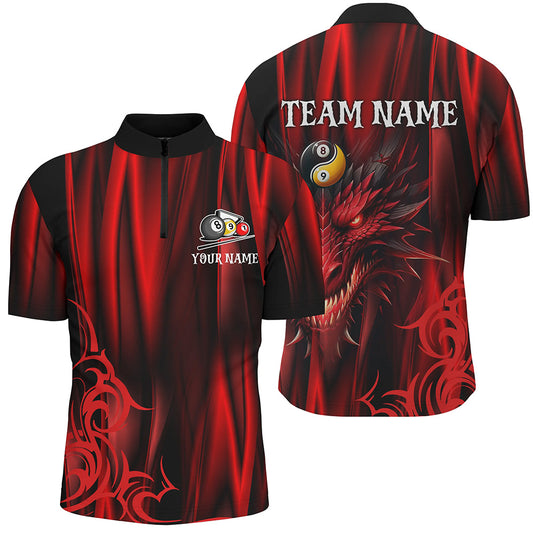 Personalized Dragon 3D Printed Billiard Shirts For Men Custom Team League Billiard Jerseys |Red TDM2235