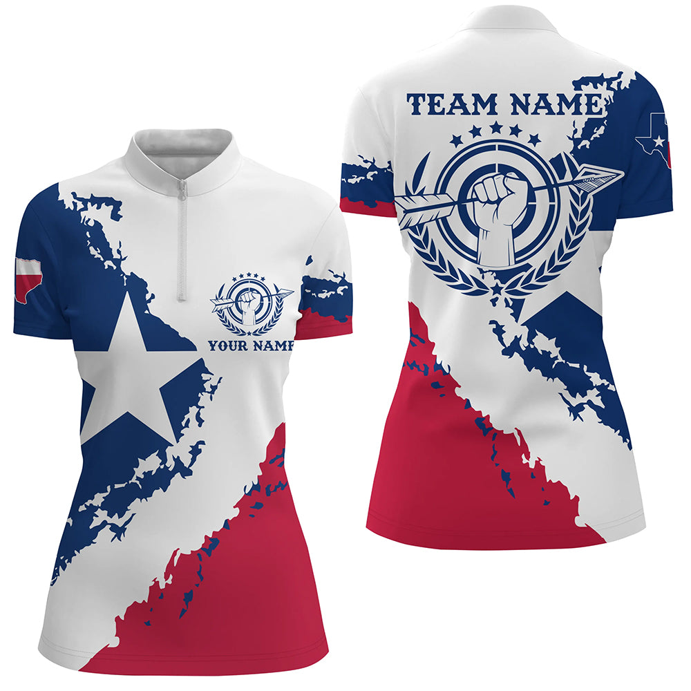 Personalized Texas Archery Women Quarter-Zip Shirts Custom Texas Flag Shirts For Archer TDM0579