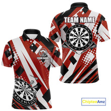 Load image into Gallery viewer, Custom Red Geometric Darts Polo & Quarter Zip For Men, Personalized Darts Team Jersey Outfit TDM5026