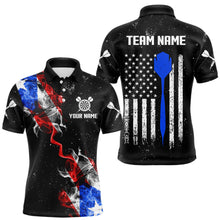 Load image into Gallery viewer, Smoke Puerto Rico US Flag Custom Darts Shirt For Men, Patriotic Darts Jersey Team Polo & 1/4 Zip TDM3456