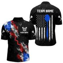 Load image into Gallery viewer, Smoke Puerto Rico US Flag Custom Darts Shirt For Men, Patriotic Darts Jersey Team Polo & 1/4 Zip TDM3456