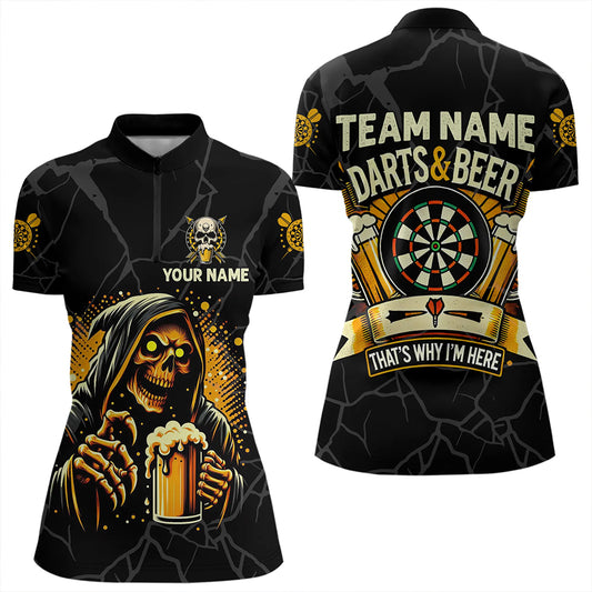 Darts And Beer That's Why I'm Here Custom Grim Reaper Women Darts Shirts, Drinking Dart Jerseys TDM3461