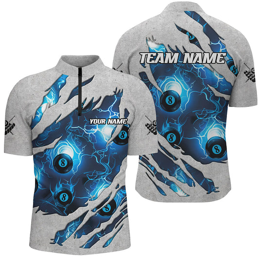 Personalized Blue 8 Ball Pool Pattern Custom Thunder Lightning Billiard Ball 8 Jerseys For Men TDM1899