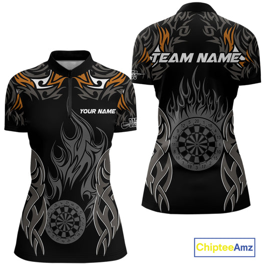 Personalized Darts Tournament Jerseys For Women Custom Dartboard Fire Flame Darts Shirts |Orange TDM5566
