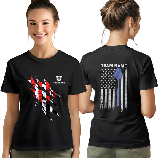 Grunge American Flag Darts T-Shirts Custom Patriotic Darts Team Shirts, Darts Lover Shirts TDM3930