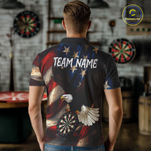 Load image into Gallery viewer, Personalized American Flag Eagle Mens Darts Shirt Custom Patriotic Jersey Darts Polo & 1/4 Zip TDM5126