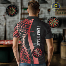 Load image into Gallery viewer, Personalized Black And Red Tribal Dart Shirts For Men Custom Darts Jersey Team Polo & 1/4 Zip TDM4913
