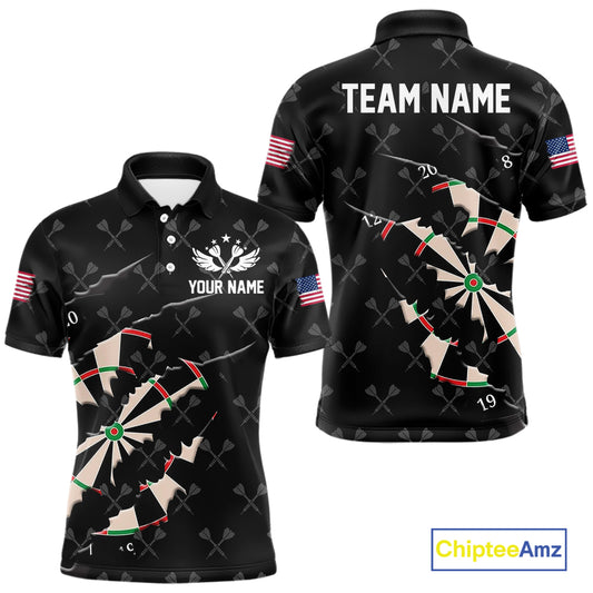 Personalized Scratch Darts Shirt For Men Custom Darts Jersey Team Polo & Quarter Zip |Black TDM5868