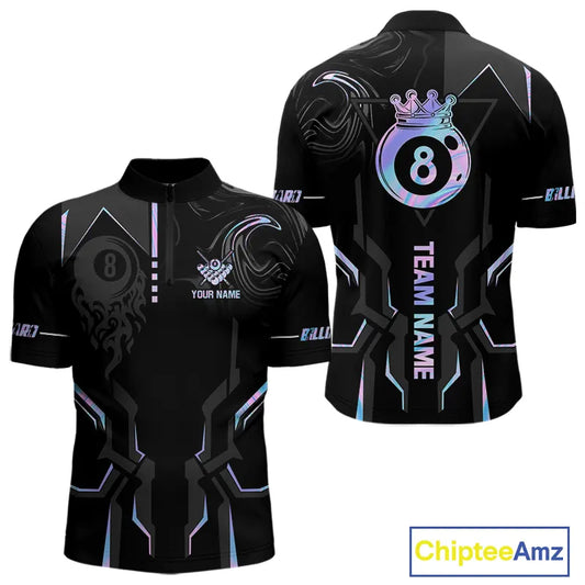 Customized 8 Ball Pool Crown Men's Billiard Shirts, Holographic Billiard Team Shirts, Pool Jerseys TDM5400