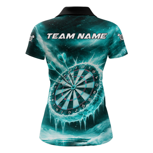 Personalized Turquoise Dartboard Icy Darts Shirt For Women Custom Darts Jersey Team Polo & 1/4 Zip TDM5683
