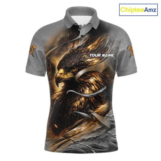 Personalized Eagle Lightning Darts Shirt For Men, Darts Team Jersey Polo & 1/4 Zip |Gold TDM6306