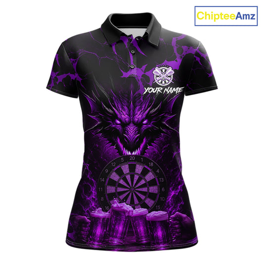 Black And Purple Personalized Dragon Beer Darts Shirts For Women Custom Darts League Team Jersey TDM7206