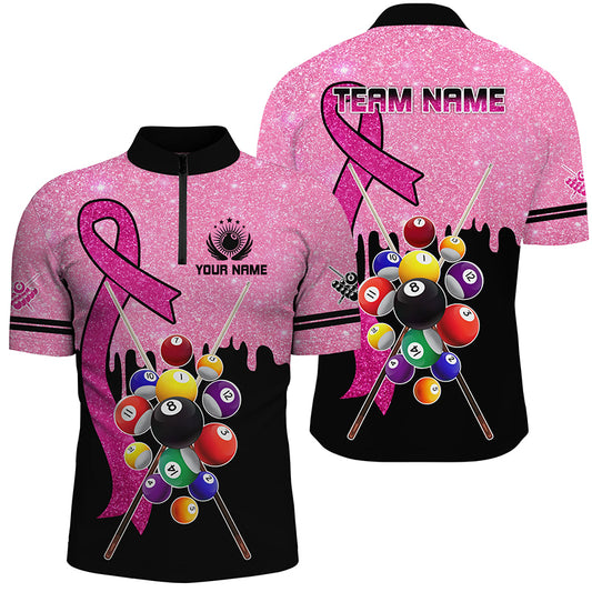 Pink Ribbon Billiard Balls Breast Cancer Awareness Pool Shirts For Men Custom Billiard Jerseys TDM2721