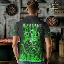 Load image into Gallery viewer, Green Flame Skull Dartboard Shirt For Men Custom Darts League Team Jersey Polo & Quarter Zip TDM5010