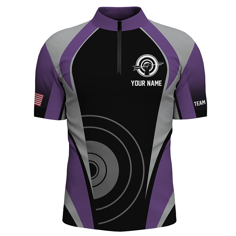 Personalized Purple Archery Jerseys Men Quarter-Zip Shirts Custom Archery Uniform For Team TDM0462