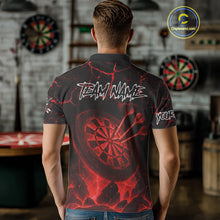 Load image into Gallery viewer, Personalized Skull Cracks Pattern Red Darts Shirt For Men Custom Dart League Jersey Polo & 1/4 Zip TDM5104
