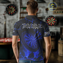 Load image into Gallery viewer, Personalized Skull Cracks Pattern Blue Darts Shirt For Men, Darts League Jersey Polo & 1/4 Zip TDM5105
