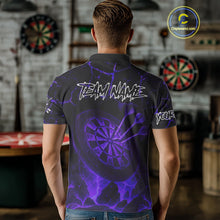 Load image into Gallery viewer, Personalized Skull Cracks Pattern Purple Darts Shirt For Men, Darts League Jersey Polo & 1/4 Zip TDM5106