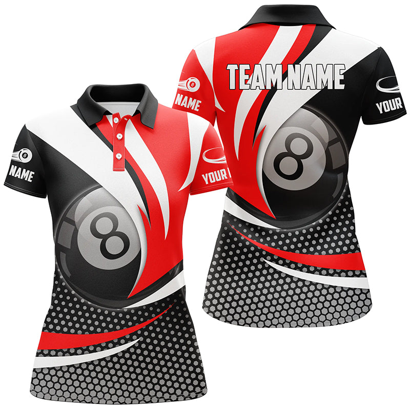 Personalized 8 Ball Billiard Red Version 3D Polo Shirts For Women Best Custom Gifts For Pooler TDM0237