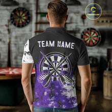 Load image into Gallery viewer, Personalized Purple Grunge Mens Dart Shirts Custom Dart Jerseys Team Polo & 1/4 Zip, Darts Uniform TDM5120