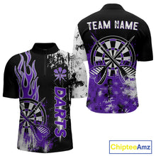 Load image into Gallery viewer, Personalized Purple Grunge Mens Dart Shirts Custom Dart Jerseys Team Polo & 1/4 Zip, Darts Uniform TDM5120