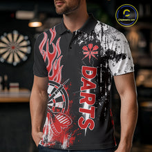 Load image into Gallery viewer, Personalized Red Grunge Mens Dart Shirts Custom Dart Jerseys Team Polo & 1/4 Zip, Darts Uniform TDM5121