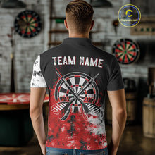 Load image into Gallery viewer, Personalized Red Grunge Mens Dart Shirts Custom Dart Jerseys Team Polo & 1/4 Zip, Darts Uniform TDM5121
