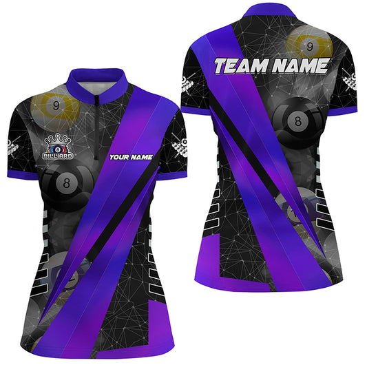 Best Custom Billiard Jerseys Uniform For Women, Personalized Tournament Billiard Shirts |Purple TDM2143