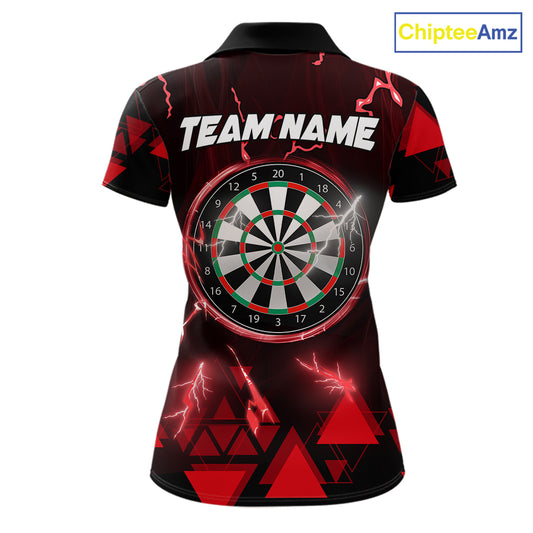 Red Darts Arrow Thunder Lightning Dart Shirts For Women Custom Dart Team Jerseys Polo & 1/4 Zip TDM5864